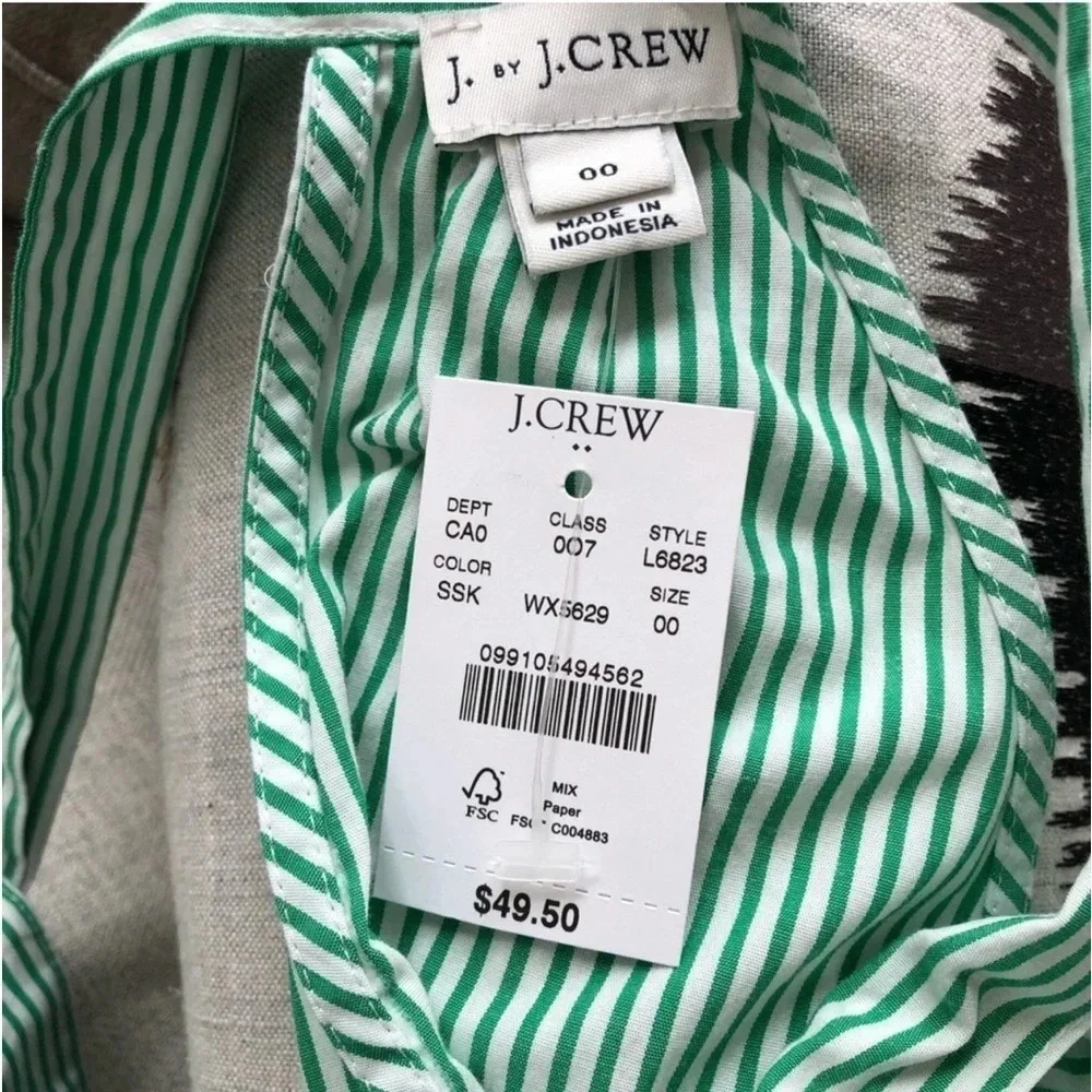 New J x J.Crew Printed Tie-Neck Poplin Top cotton Stripe ivory Kelly blouse bow